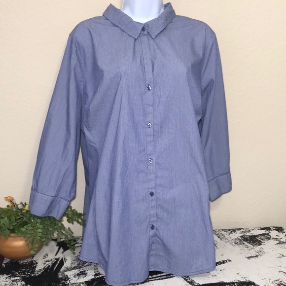Worthington Tops - Worthington Women’s Blue & White Pinstripe Blouse